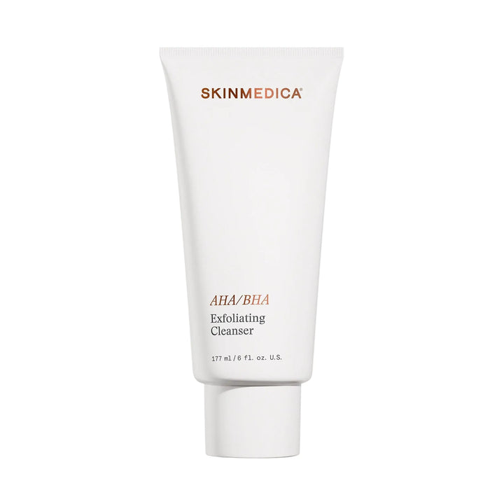 SkinMedica AHA/BHA Exfoliating Cleanser tube on a white background