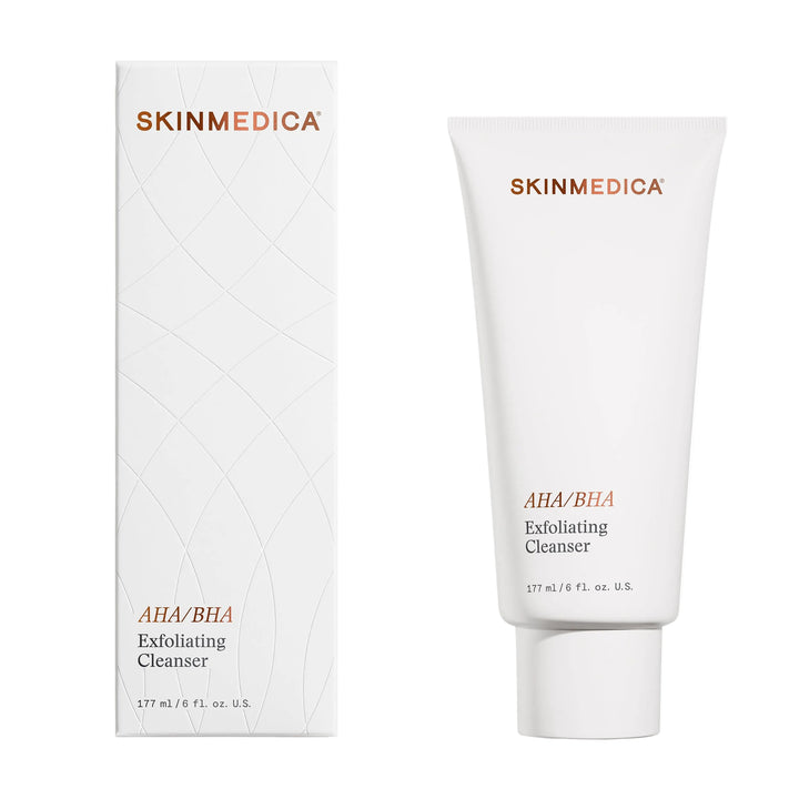 SkinMedica AHA/BHA Exfoliating Cleanser with packaging on a white background